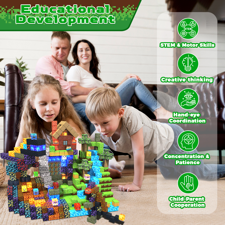 ChampCat 150 Pc Magnetic Building Blocks with Light Blocks photo 5