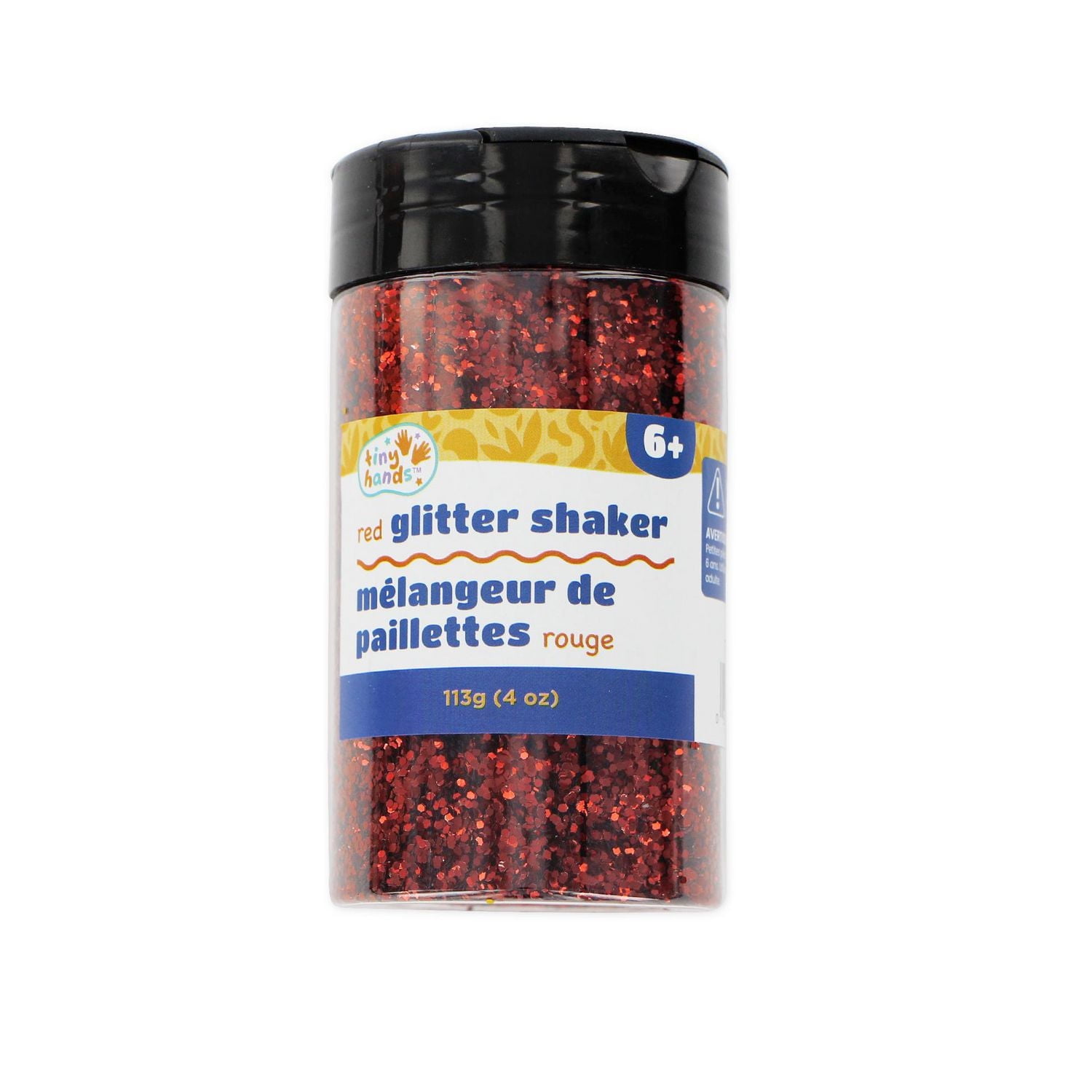 TINY HANDS Red Glitter Shaker, 113 g (4 oz), Ages 6+