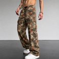 thumbnail image 2 of Men's Cargo Pants with Pockets Drawstring Long Trousers Relaxed Fit Stretch Work Pants, 2 of 5