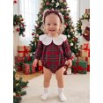thumbnail image 3 of Cjfdfy Newborn Baby Girl Christmas Romper Plaid Print Long Sleeve Ruffle Lace Collar Romper With Headband Infant Cute My First Christmas Fall Winter Outfits 0-18M, 3 of 9