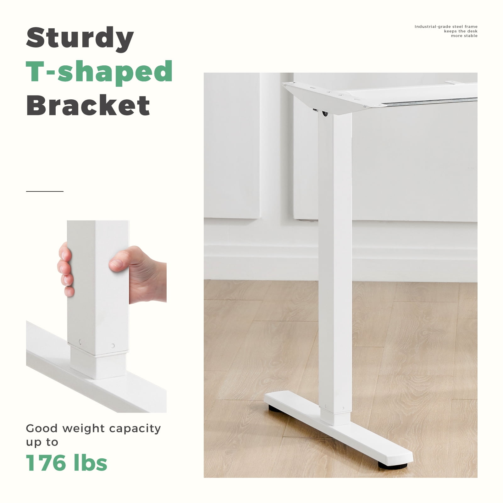 MCQ Electric Adjustable Height Standing Desk with 2 Splice Board for Home, 40 x 24 inch, White