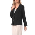 thumbnail image 4 of INSPIRE CHIC Casual Blazer for Women's Linen Lapel Collar Long Sleeve Lightweight Business Casual Jacket M Black, 4 of 6