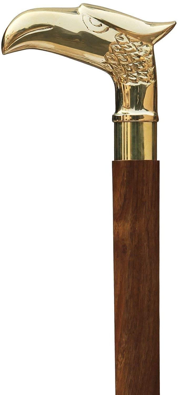 36 Inch Nautical World Wooden Cane Walking Stick in Sheesham Wood with Brass Handle for Senior Citizen 