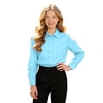 thumbnail image 5 of FYDUU Teens Boys Shirts Solid Color Long Sleeve Dress Shirts Kids Lapel Button Down Tops Formal School Uniform Shirt Back To School Wear 10-11 Years, 5 of 7