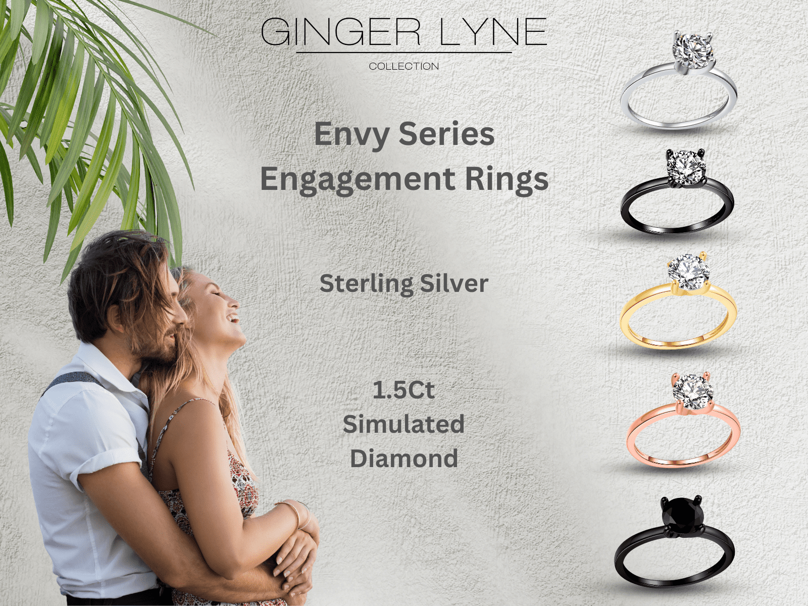 Envy Solitaire 1.25 Ct Engagement Ring for Women Promise Ring for Her Cubic Zirconia Sterling Silver Ginger Lyne