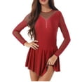 thumbnail image 5 of YEAHDOR Womens Glitters Mesh Patchwork Ballet Skating Leotard Dress Costume, 5 of 6