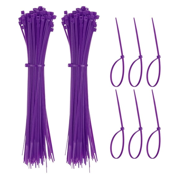 Zip Ties Plastic Cable Ties, Self-Locking Wire Zip Tie 8 Inch - (1000 Pack, Purple)