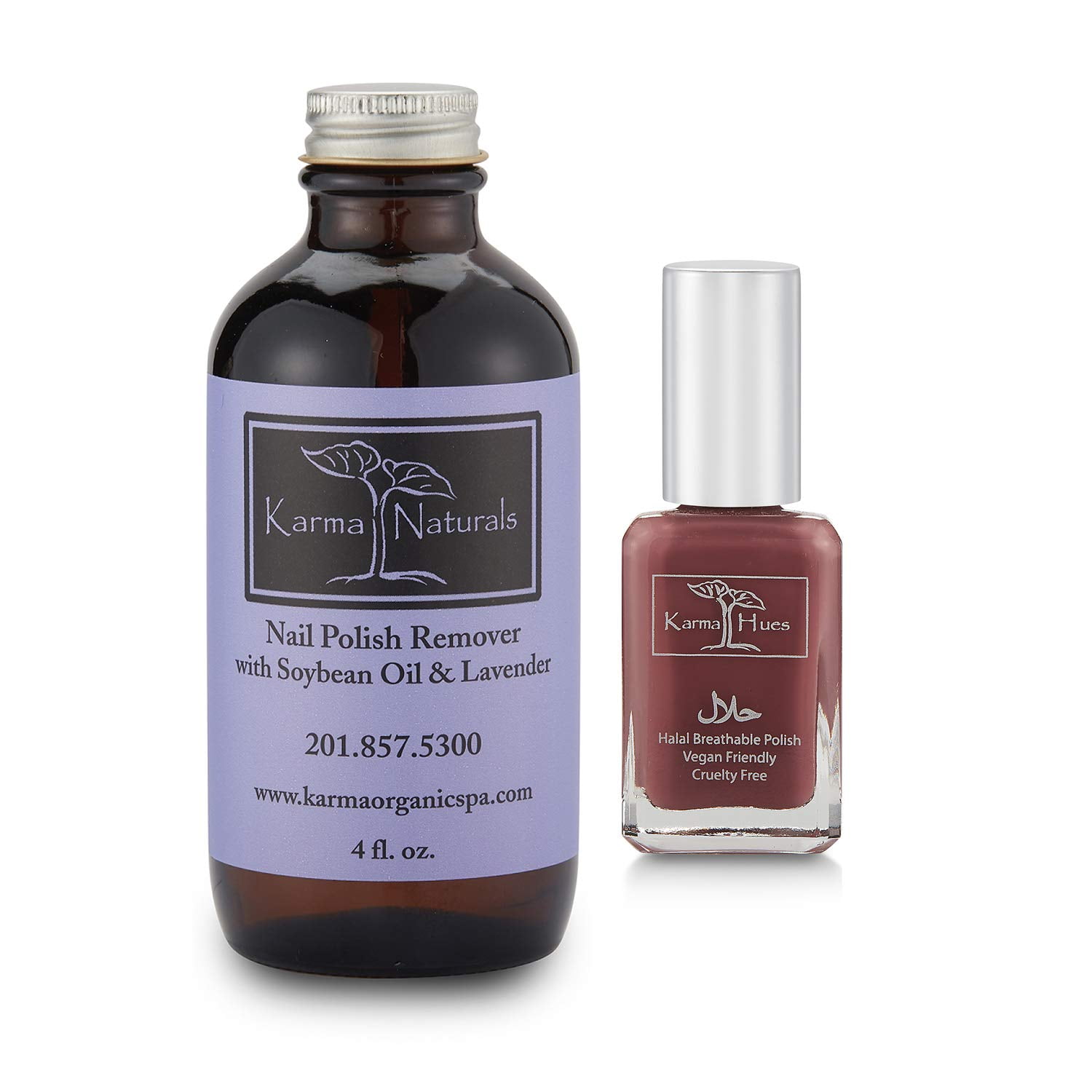 Karma Organic Halal Nail Polish Certified - Truly Breathable Cruelty Free and Vegan with Soybean Lavender Nail Polish Remover, Acetone free