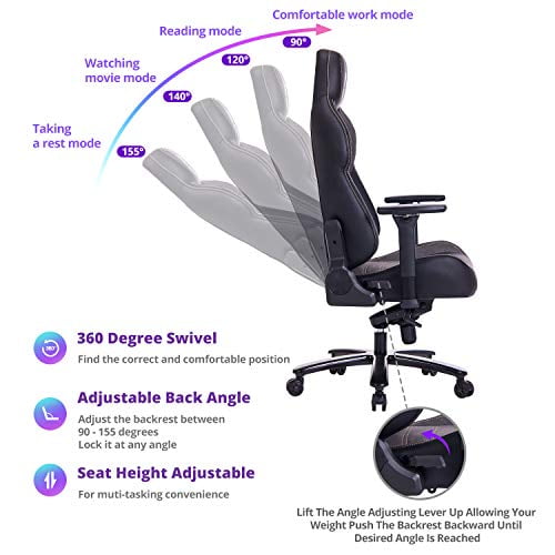 3-D Adjustable Armrest Air-Cooling System Heavy Duty Metal Base FANTASYLAB 400lb Gaming Chair Big Tall Breathable Office Racing Computer Chair 