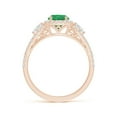thumbnail image 2 of ANGARA Natural Aeon Vintage Inspired 3 Stone Emerald & Diamond Halo Engagement Ring in 14K Rose Gold for Women (Size-6mm) | May Birthstone, Anniversary, Jewelry Gift for Women | Natural Emerald Ring, 2 of 10