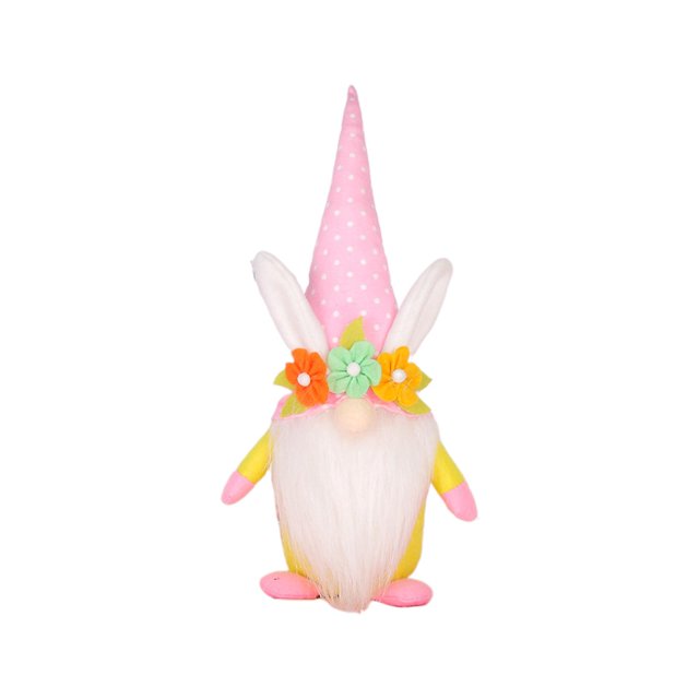Orange Decoración de gnomo de conejito de Pascua, decoración de habitación de niña, regalos, adorno enano nórdico sueco Nisse escandinavo Tomte Elf