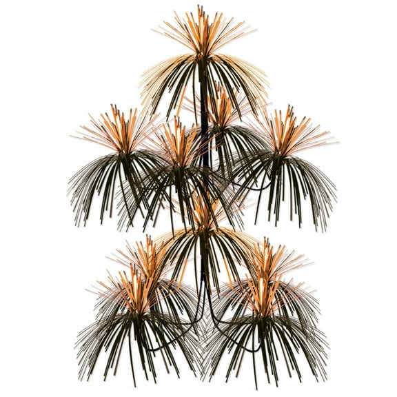 Party Central Club Pack of 12 Metallic Orange and Black Firework Chandelier Hanging Party Decors 24"