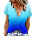 thumbnail image 1 of Liquidation! Hauts Grande Taille pour Femmes, Blouse à Manches Courtes d'Été pour Femmes, T-shirt à Manches Courtes Imprimé Boutonné Col Rond Blouses, 1 of 4