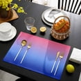 thumbnail image 3 of Pink Blue Ombre Placemats Set of 6, Modern Abstract Art Aesthetics Placemats for Dining Table, Place Mats for Kitchen Tabletop, Waterproof Wipeable Dining Table Mats Set, 3 of 9