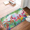 thumbnail image 2 of Flamingo Entrance Door Mat,Tropical Flowers Leaves Decor Doormat,Non-Slip Carpet Rugs with Felt Decorative for Home/Indoor/Outdoor 17" x 30", 2 of 6