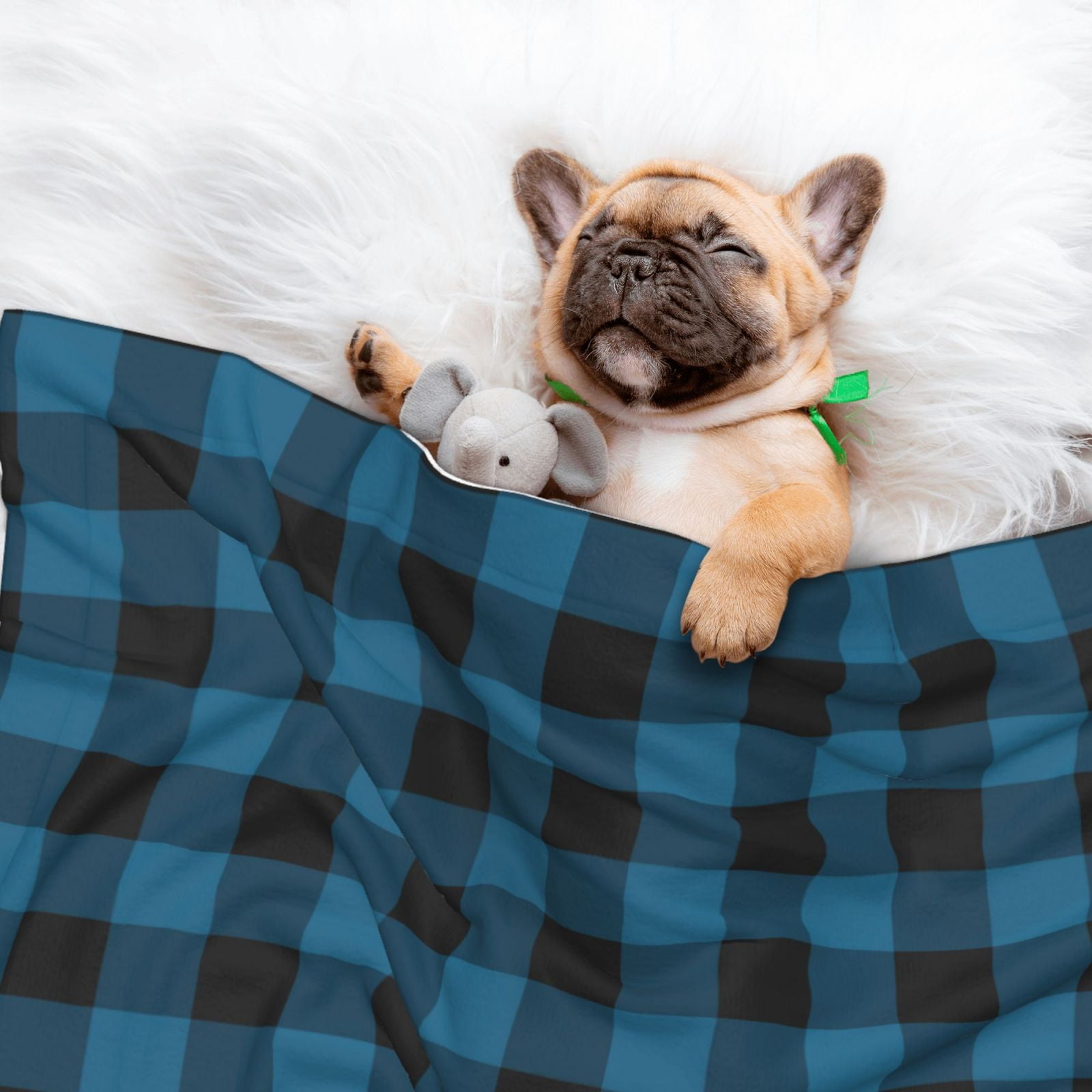 Naloa Blue Black Plaid Dog Blanket, 3 Sizes Cat Blanket for Indoor Cats Large Medium Small Dog Gifts-Small