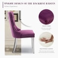 thumbnail image 4 of JESTOP Velvet Dining Chairs Set of 2, Tall Back Side Chair, Modern Upholstered Side Chair with Button Back Ring, Silver Plated Stainless Steel Legs (Purple), 4 of 7