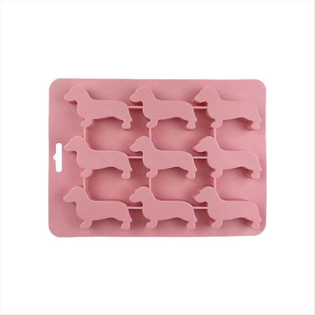 Molde de Silicona para Galletas de Chocolate con Forma de de Perro Salchicha, Bandeja de Hielo para el Hogar, Herramientas de Cocina, Molde de Silicona, Rosa
