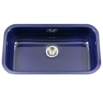 Houzer Porcela 31 in Navy Blue Porcelain Enamel Steel Undermount Single Bowl Kitchen Sink - PCG-3600 NB