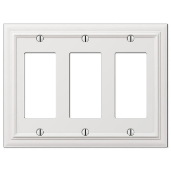 Amerelle 94RRRW Continental Wallplate, 3 Rocker, Cast Metal, White, 1-Pack