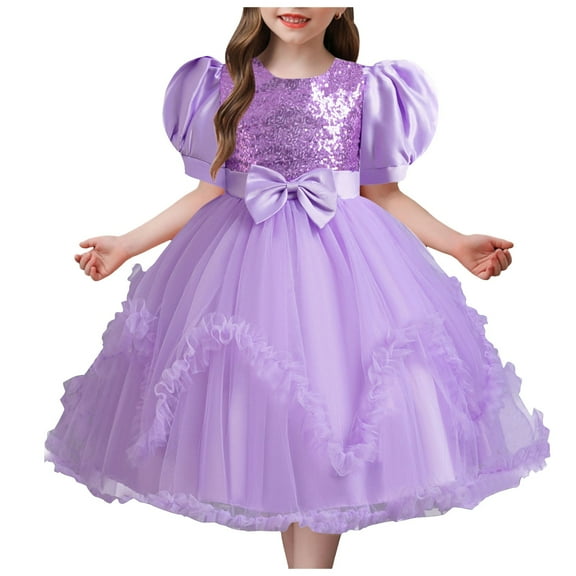 Akiihool Pageant Dresses for Girls Toddler Girls Sleeveless Lace Butterfly Embroidery Princess Pageant Gown Party Evening Dress Wedding Dress For Children Clothes Fashion(Purple,24-36Months)