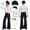 Silver, variant on 70s Disco Costume for Men 6 Pcs Dance Bell Bottom Pants Retro Shirts Wigs Sunglasses Necklace Shirts for Disco Party (Black,L)