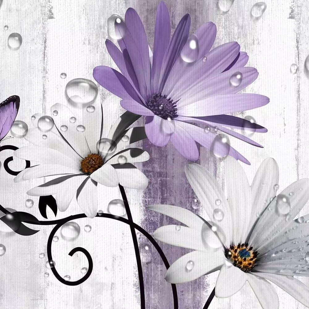 4PCS Daisy Country Farmhouse Shower Curtain Set with Shower Curtain and Carpet and Accessories, Waterproof Bathroom Shower Curtain Decorative Set with 12 pcs Hooks,71 x 71in