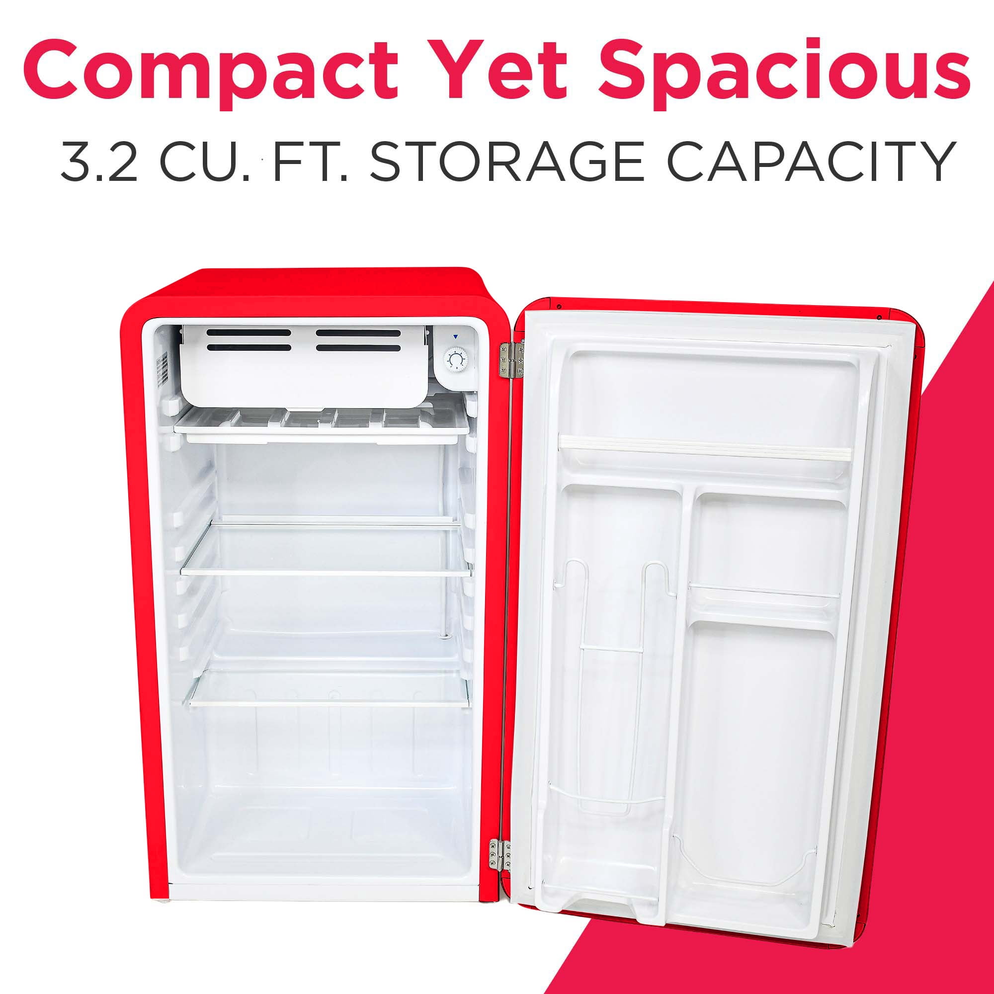 Frigidaire 3.2 Cu. ft. Retro Refrigerator, Mini Fridge with Freezer for Apartment, Dorm, Office, Bedroom, Red
