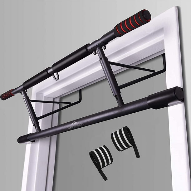 Timo Sports Folding Metal Doorway Pull Up Bars, with Wrist Straps Included,  No Drilling Required 