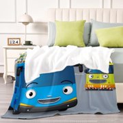 Tayo the Little Bus-Anti-Pilling Flannel Blanket Soft Lightweight Plush Fuzzy Cozy Luxury Blanket for Home and Kitchen Use – Perfect for Kids and Adults 52*60(130cm*150cm)