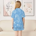 thumbnail image 4 of Silky Satin Kids' Pajama Set Breathable & Smooth Unisex Button-Down Pajamas Seahorses Starfish and Shells, 4 of 8