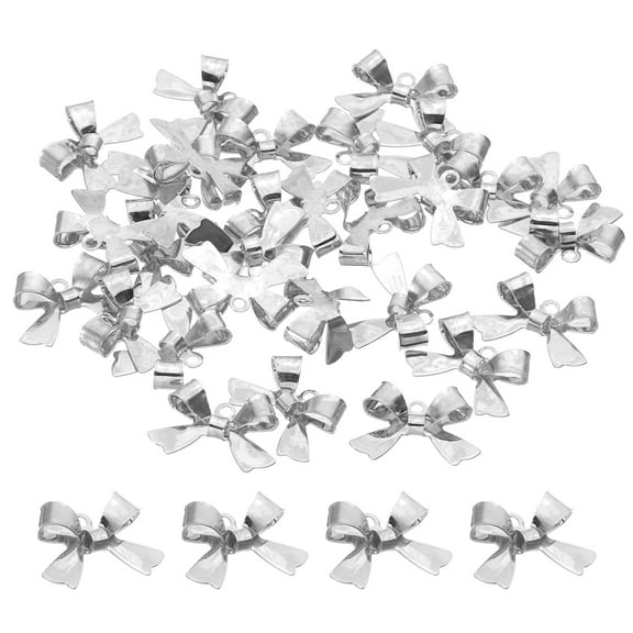 30pcs Bow Charm, Bow Pendants Bulk Mini Bowknot Charm Pendants Metal for Earrings DIY Crafts, White