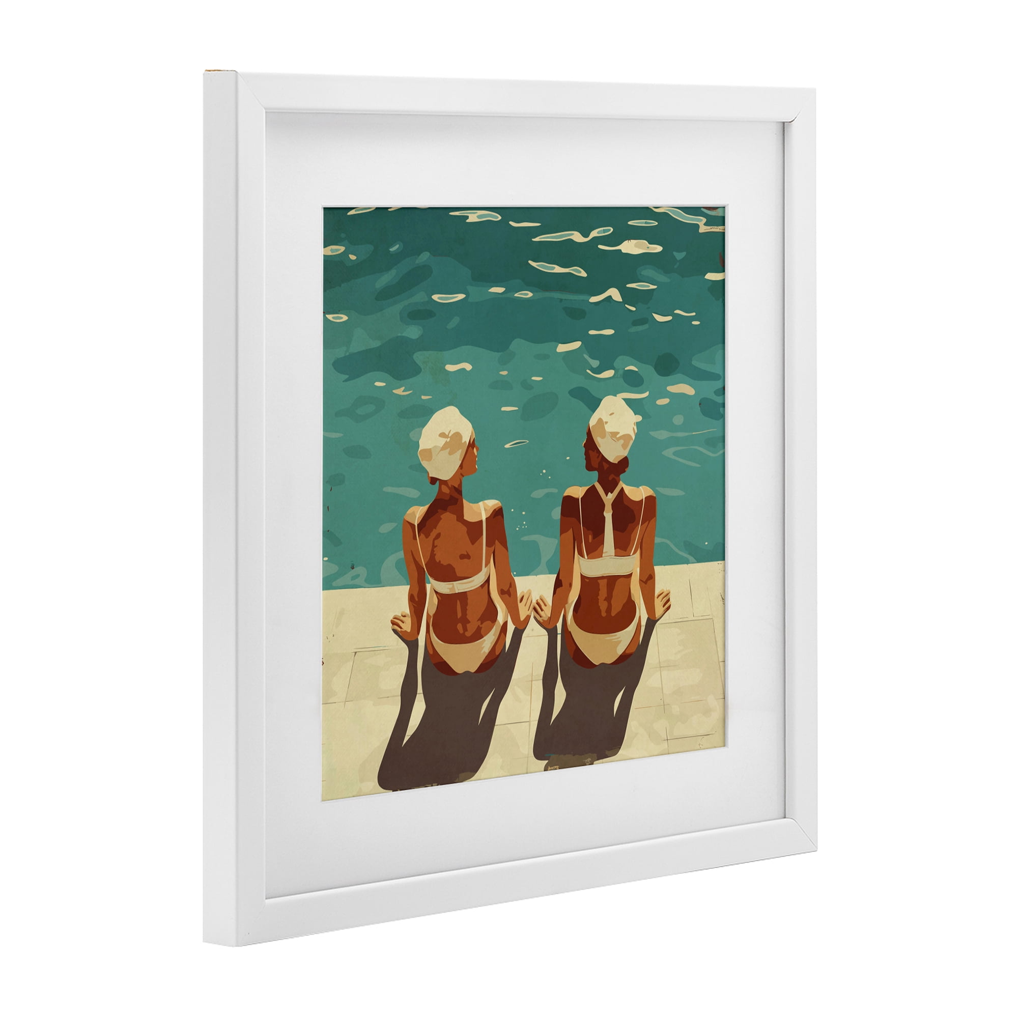 Stupell Industries Swimmer Friends Duo White Framed Print Under Glass, design by Layla Oz