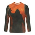 thumbnail image 5 of YOIAVAIOY Men's Halloween T shirts Spooky Season Ghost Print Shirts Long Sleeve Teen Boys Tee Shirt Fall Tops Festival Casual Tees Orange XXXL, 5 of 5