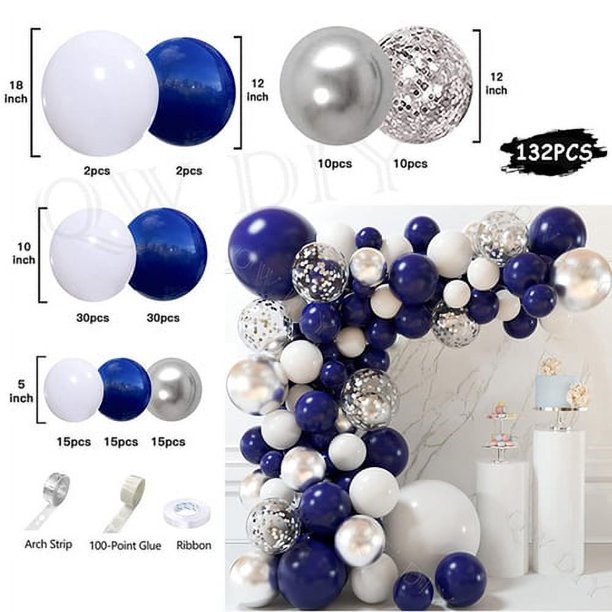Confeti Dorado Globos Blanco Azul Marino Arche Ballon Bleu