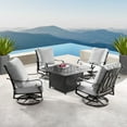 thumbnail image 2 of Outdoor Living and Style 5-Piece Black and Gray Outdoor Patio Square Fire Table with Deep Seating, 2 of 5