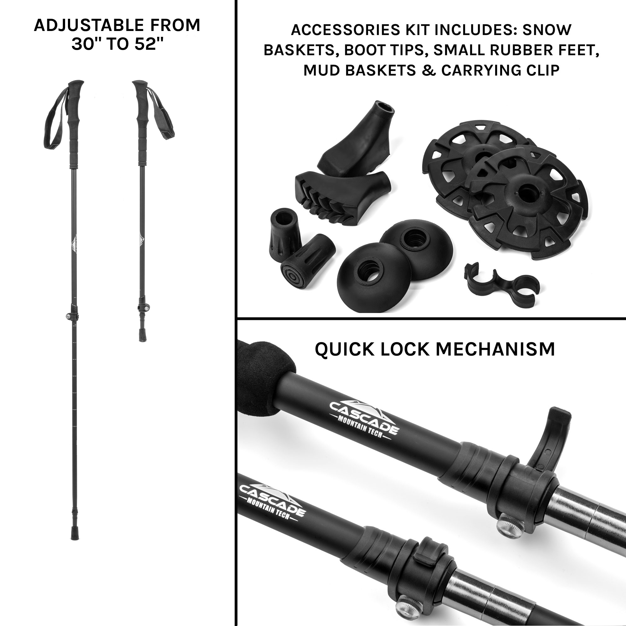 Cascade Mountain Tech - Bastoncini Da Trekking In Fibra Di Carbonio Con Chiusura Rapida (Coppia)