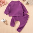 thumbnail image 3 of Eltusu Baby Girls Outfit Sets , Long Sleeve Solid Color 2 Pieces Sweatshirts & Sweatpants Set Purple Size 12-18 Months, 3 of 8