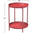 thumbnail image 3 of YYEAN Outdoor Side Table, 2-Tier Metal Round End Table 18"D x 18"W x 21"H-2-tier, Red, 3 of 9
