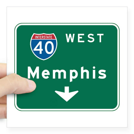 CafePress - Memphis, TN Highway Sign Square Sticker 3 X 3 - Square Sticker 3