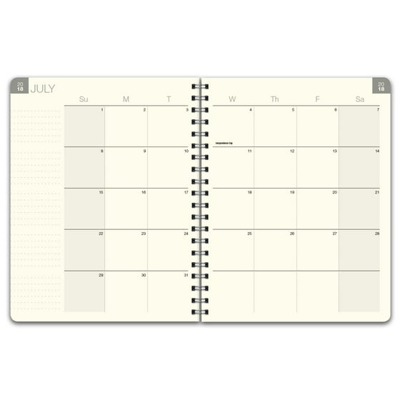 Essential 85x11 Monthly Weekly 2018 Planner July 2018 Through July 2019 Professional Simple Easy To Use Design Frosted Vinyl Covers For - 