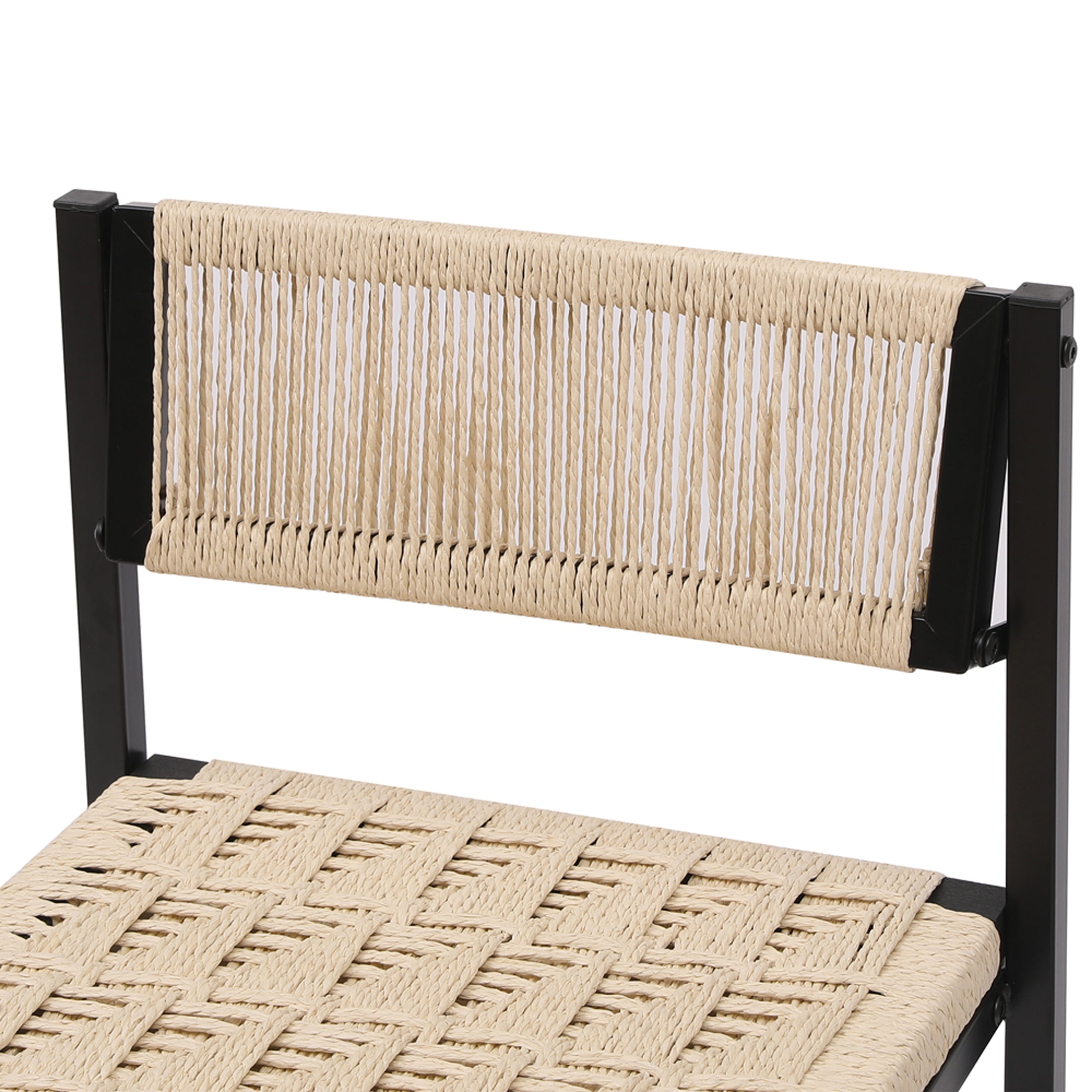 SYNGAR Bar Stools with Back Sets of 2, Woven Bar Chair with Metal Legs, Counter Height Bar Stools, Bar Chairs for Kitchen Bars Restaurants, Tufted Barstools Set, Creamy White