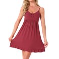 thumbnail image 1 of INSPIRE CHIC Vestido de Noche para Mujeres con Tirantes Espagueti, Escote Redondo, Vestido de Dormir, Ropa de Dormir, Ropa de Casa XL Rojo, 1 of 6