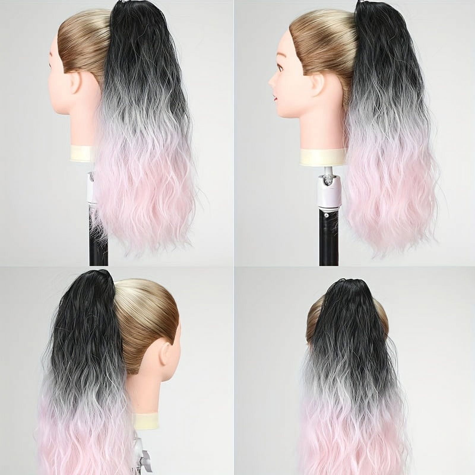 18-inch Synthetic ponytail hair extension wig gradient  water ripple claw clip in long curly wavy ponytail hairpiece for women
