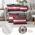 thumbnail image 6 of Navy Blue Red Stripe Outdoor Waterproof Pillow Covers, Modern Art Horizontal Striped Decorative Square Throw Pillowcase Sofa Cushion Sham for Patio/Couch/Chair, 24"x24" 2 Pack, 6 of 8