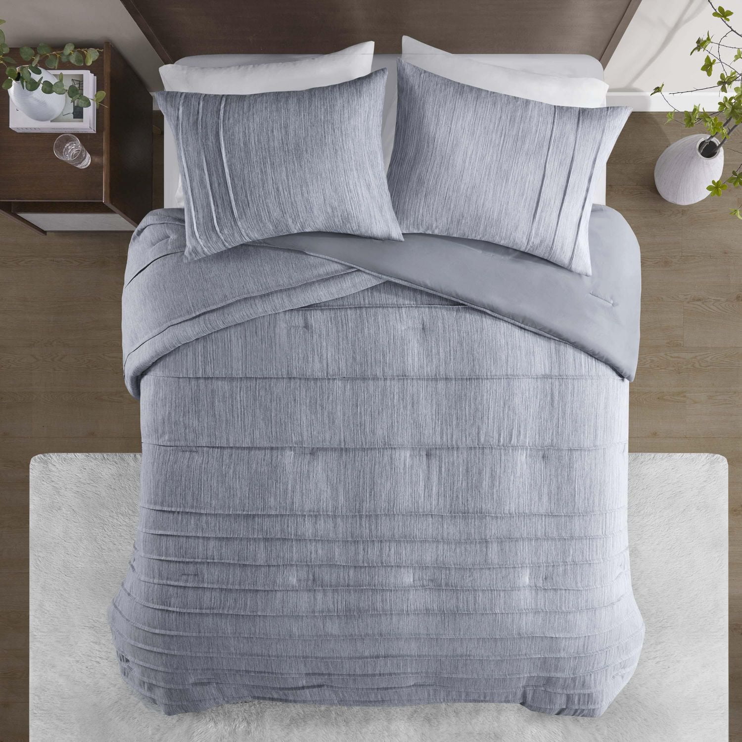 Beautyrest Maddox 3 Piece Striped Seersucker Oversized Comforter Set