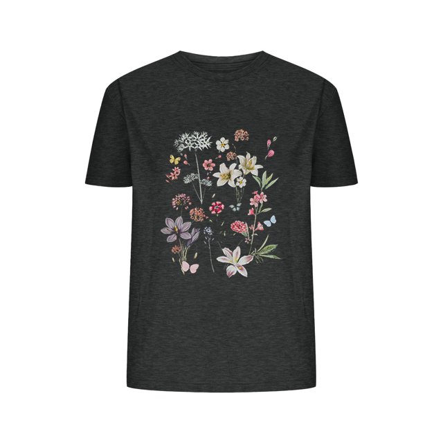Camisetas de Verano de Mujer Pequeña Flor Impresa Cuello Redondo Manga Corta Superior, Verano Superior de las Mujeres