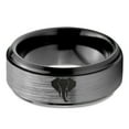 thumbnail image 2 of Tungsten Elephant Animal Polygon Style Art Band Ring 8mm Men Women Comfort Fit Black Step Bevel Edge Brushed Gray Polished, 2 of 4