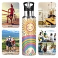 thumbnail image 7 of Yayeee 20oz Insulated Water Bottle Double Wall Stainless Steel with Flip Straw Lid, Beige Rainbow, 7 of 7