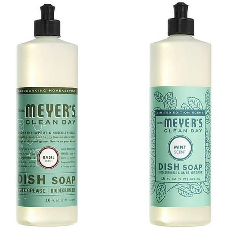 Liquid Dish Soap, Cruelty Free Formula, 1 Pack Basil, 1 Pack Mint, 16 OZ each